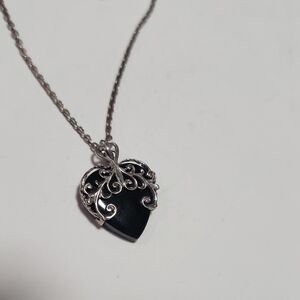 Elegant Sterling Silver and stone Heart Pendant Necklace